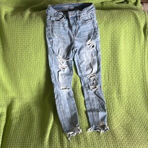 American Eagle Outfitters Light Blue Ripped Skinny Jeans
